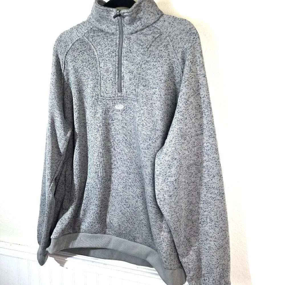 Quiksilver Mens XL Gray Heather Quarter Zip Pullover Fleece Sweater Surf Skate